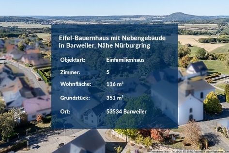 Eifel-Bauernhaus mit Nebengeb�ude und Garten in Barweiler, N�he N�rburgring