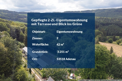 Gepflegte 2-Zimmer-Eigentumswohnung mit Terrasse und Blick ins Grne in sehr ruhiger Lage