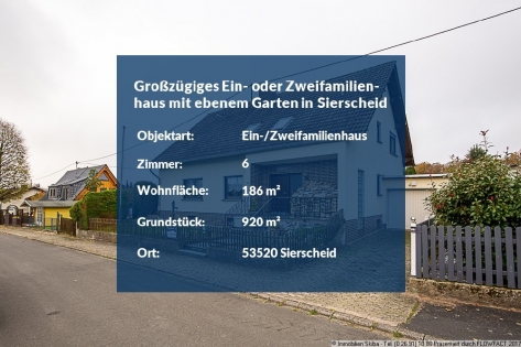 Grozgiges Ein- oder Zweifamilienhaus mit ebenem Garten und Garage in Sierscheid