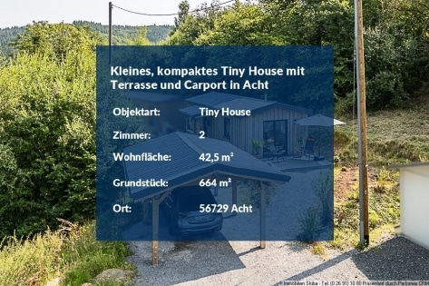 Kleines, kompaktes Tiny House mit Terrasse und Carport in Acht zwischen Mayen und Adenau