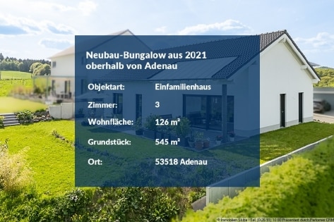 Neubau-Bungalow aus 2021 oberhalb von Adenau