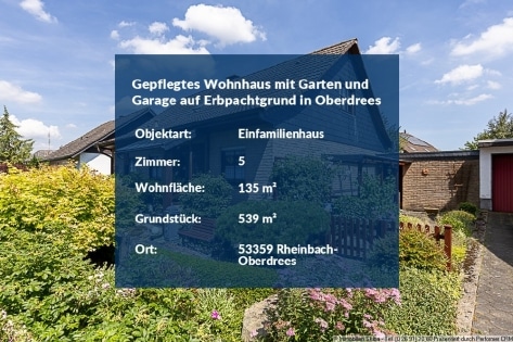 Ruhiges Wohngebiet: Gepflegtes Wohnhaus mit Garten und Garage auf Erbpachtgrund in Oberdrees