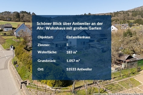 Schner Blick ber Antweiler an der Ahr: Wohnhaus mit groem Garten