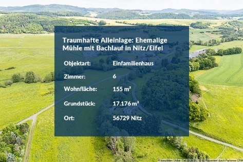 Traumhafte Alleinlage: Ehemalige Mhle mit Bachlauf in Nitz in der Eifel